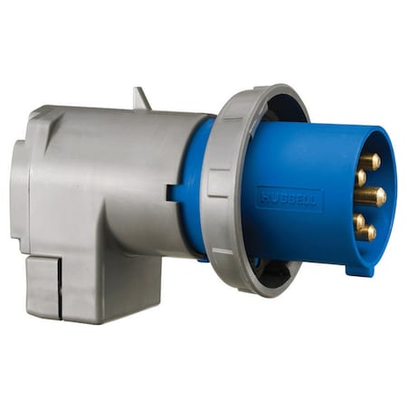 Hubbell Wiring Device-Kellems Pin & Sleeve Plug, 60 A, 120/208V AC, Three Phase, 3 Pole, IEC Grounding, Blue, NEMA Not Rated A560P9